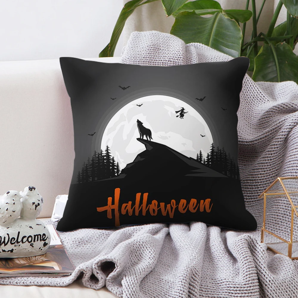 SearchI Хэллоуин чехлы с изображением черного кота подушка тыквы принтом привидение