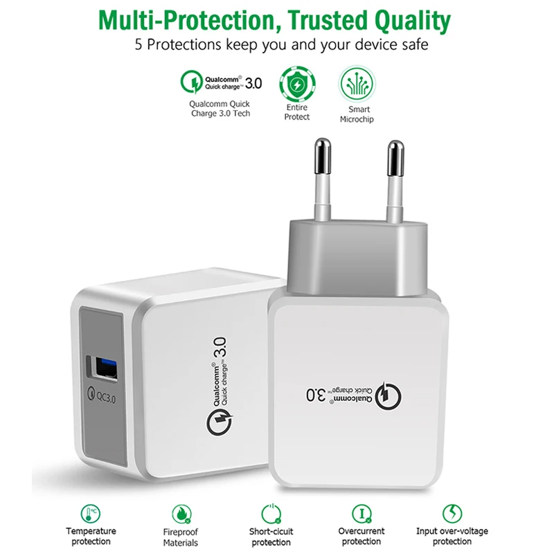 Быстрая зарядка QC 3 0 умное быстрое настенное зарядное устройство с USB разъемом
