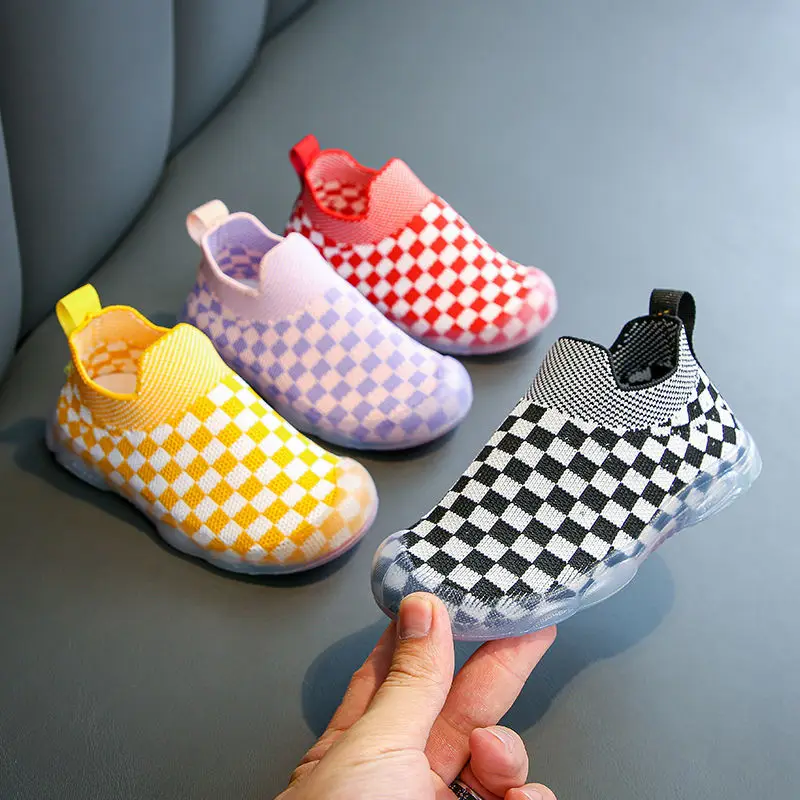 

2021 Spring and Autumn New Style Plaid Socks Shoes Baby Socks Non-slip Soft Sole Children Floor Shoes Indoor Shoes Flats