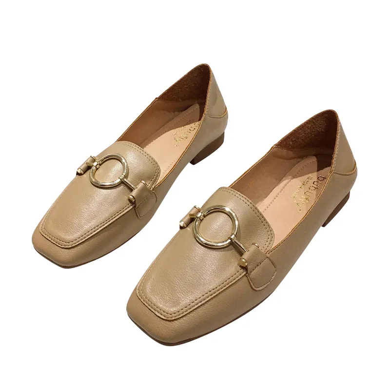 

Summer Shoes Ladies Female Footwear Square Toe All-Match 2021 Fashion Women's Black Flats Soft British Style Oxfords Casual Snea