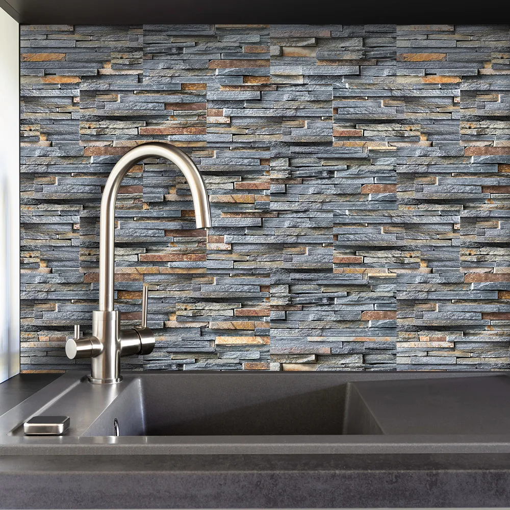 27pcspack 20x10cm dark grey mosaic bricks wall sticker self adhesive bath kitchen pvc wall tile sticker drop shipping free global shipping