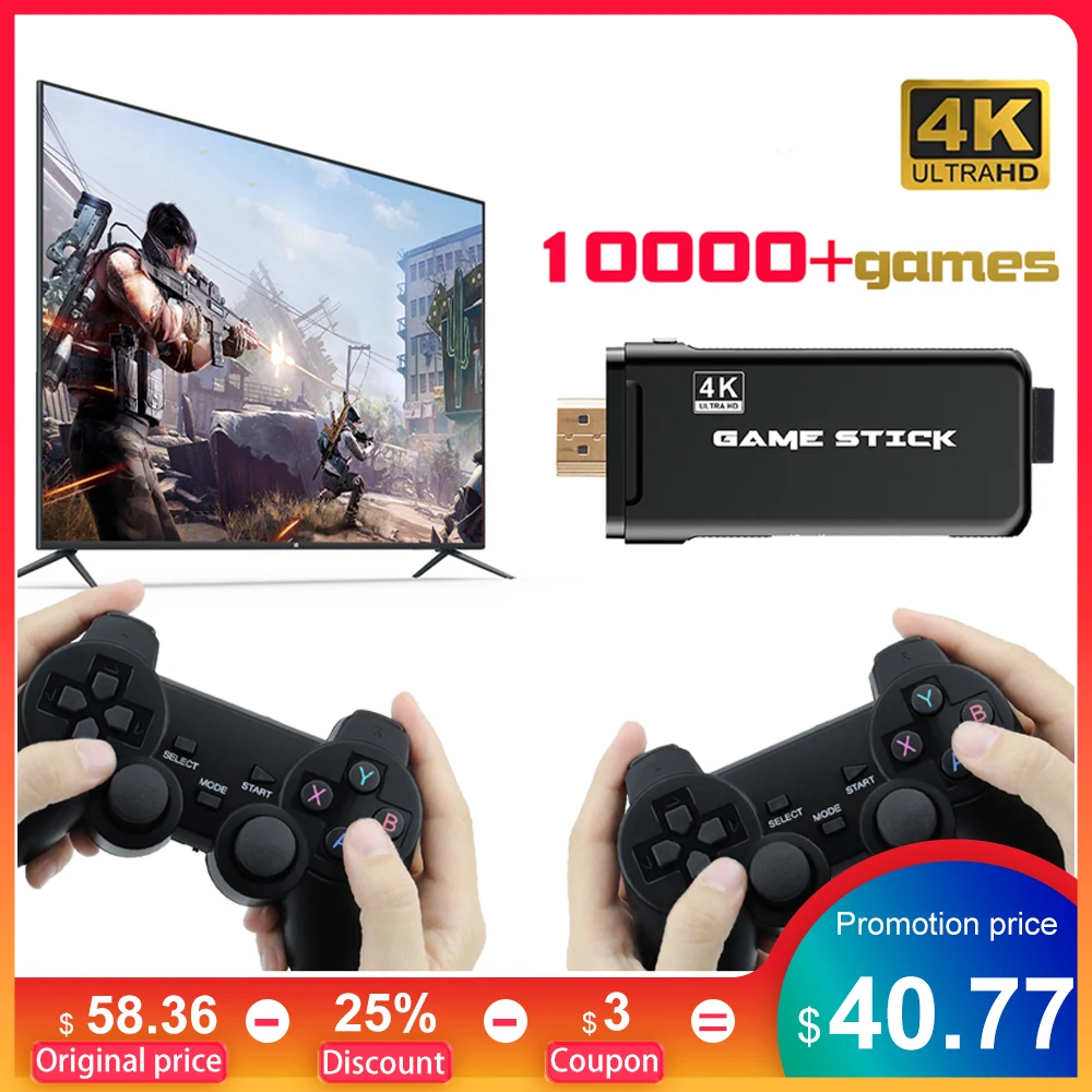 

Video Game Console 2.4G Double Wireless Controller Gamepad Support PS1 Classic Games Retro Game Player 4K TV HD-Compatible
