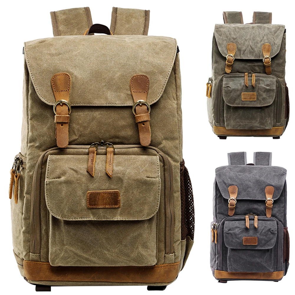 Large Capacity Storage Canvas Anti-shock Travel Bag Camera Backpack Lens Waterproof Accessories Front Open SLR DSLR Professional |
