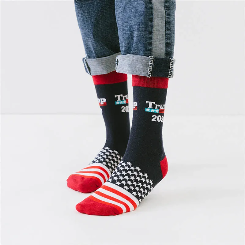 

1 Pair Mens President Donald Trump 2020 Cotton Socks Maga Usa Socks American Flag Striped Socks