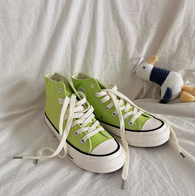 

Canvas Shoes Women's High-Top Casual Shoes All-Match Sports Shoes 2021 Spring And Autumn Women's Flat Shoes Chaussure Femme