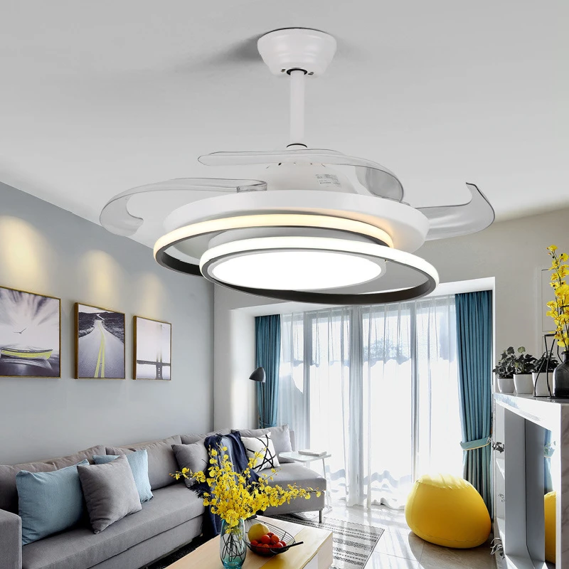 Современный Невидимый потолочный вентилятор с подсветкой и дистанционным