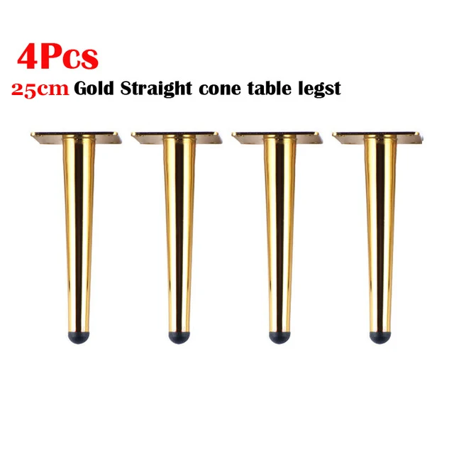 Gold Straight 25CM 4 шт./компл. мебель стол ноги Металлические конические диван-кровать шкаф для кухонных шкафов, мебель для ног средства ухода за кожей стоп 12/15/20/25/30 см стул ног средства ухода за кожей стоп - Цвет: Gold Straight 25CM