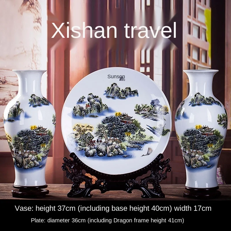 

Ceramic Vases, Chinese Ornaments, Large Porcelain Bottles, Three-piece Wine Cabinet Decorations, Home Crafts Quality Elder