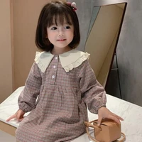 beautiful plaid kids dress spring summer baby girls warm tops bottoming children clothes special occasion high quality
