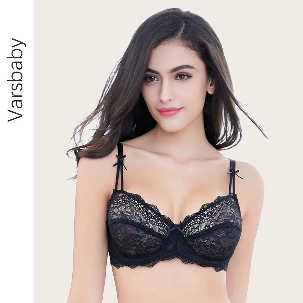 

Varsbaby Sexy High Quality 3/4 Cup Underwear Floral Lace Deep V Unlined Bras