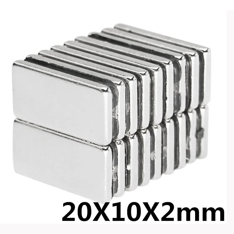 10pcs 20 x 10 x 2 mm N35 Super Strong Small 20*10*2mm Neodymium Magnets Rare Earth Powerful Magnet