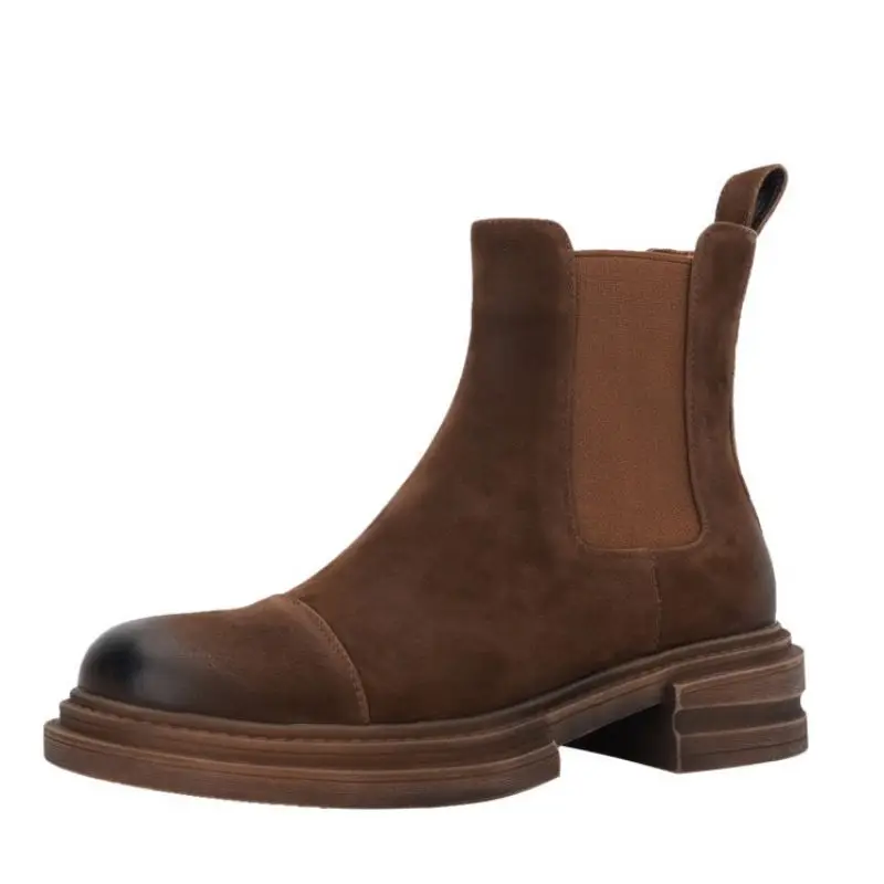 

Ботильоны-карго в стиле ретро, модные пикантные полусапожки из кожи на плоской подошве, с круглым носком, всесезонные, зима 2021