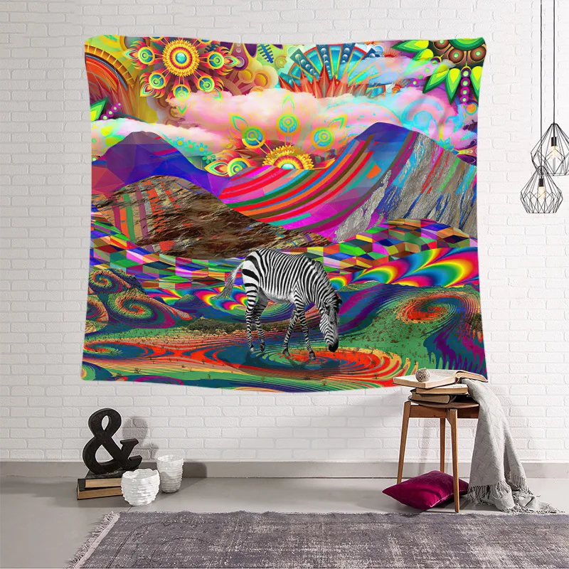 

Psychedelic Tapestry Wall Hanging Bohemian Blanket Carpets Beach Towel Home Yoga Mat Bed Living Room Background Mural Cloth
