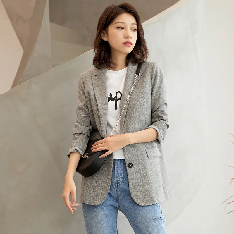 

Женская куртка, женский весенний блейзер в клетку в уличном стиле 2021, женские блейзеры и куртки, Корейская повседневная куртка, Chaqueta Mujer MY3040