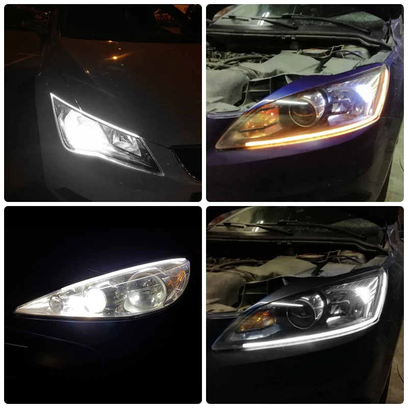 2 шт. для Ford Ranger Focus 2 3 4 Fiesta Mk2 Mk3 Mondeo Mk4 Fusion автомобильный гибкий DRL дневная Светодиодная лента световой сигнал поворота
