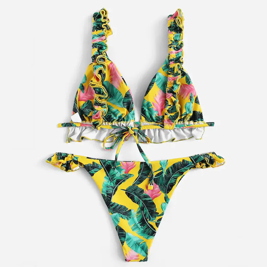 

Floral High-Waisted Bikini Sets Sexy Push Up Swimsuit Two Pieces Swimwear Women 2020 Beach Bathing Suits Swimming beachwear#W