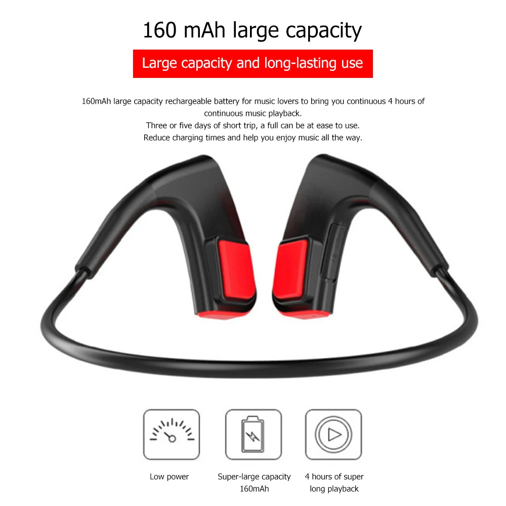 

ORDRO E1 Wireless Bluetooth Earphone Bone Conduction HIFI Stereo Bass Headphone Button Control Earhook Sport Headset With Mic