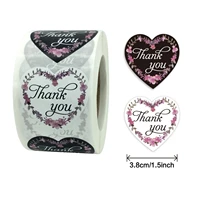 500pcs 1 5 inches floral thank you stickers heart adhesive labels for small business wedding gift mailing supplies stickers