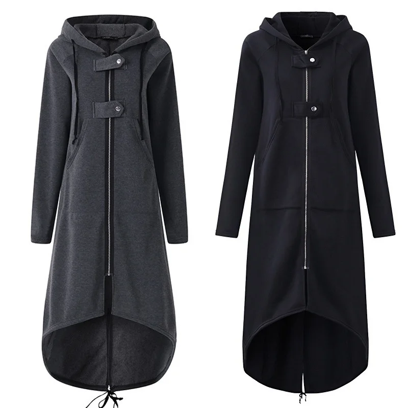 

new fleece sweater Hooded Coat zipper long windbreaker