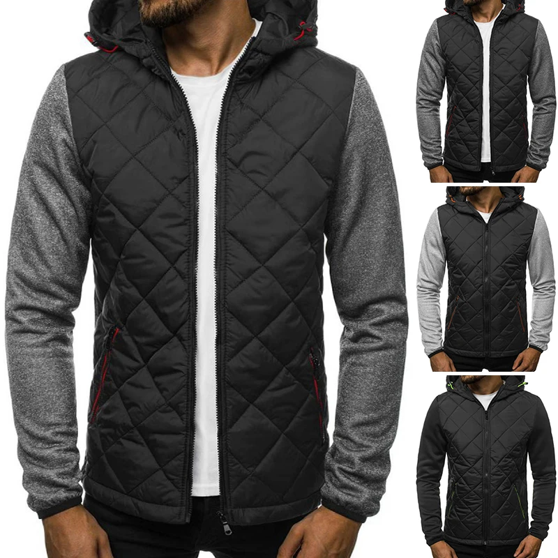 

Winter Men Coat Fashion Casual Zipper Outwear Plus Size Plaid Long Sleeve Pockets Coat