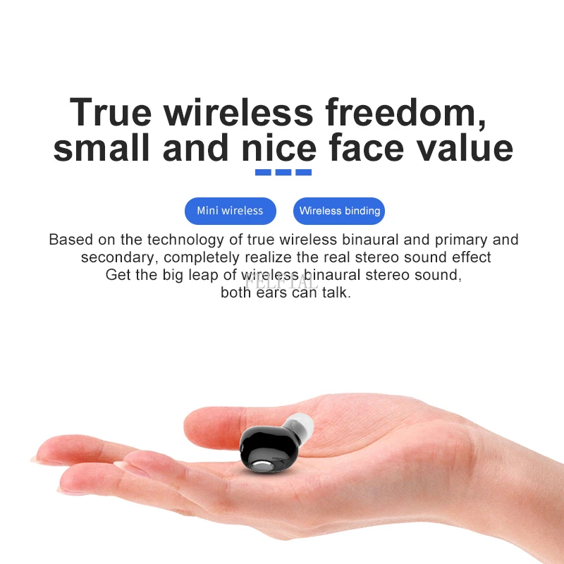 Беспроводные мини наушники Bluetooth V5.0 стереогарнитура с микрофоном спортивные для