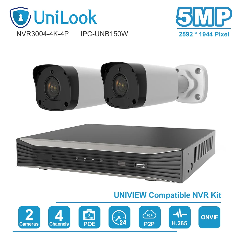 Play & 4CH POE NVR KIT H.265 4 канала видео наблюдения CCTV Камера Системы открытый 2 шт. 5MP IP пуля