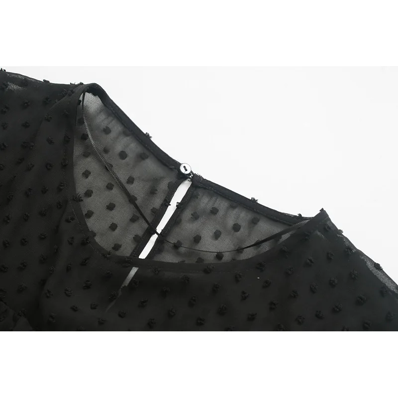 Модное женское платье Za 2019 винтажное элегантное с оборками в горошек мини