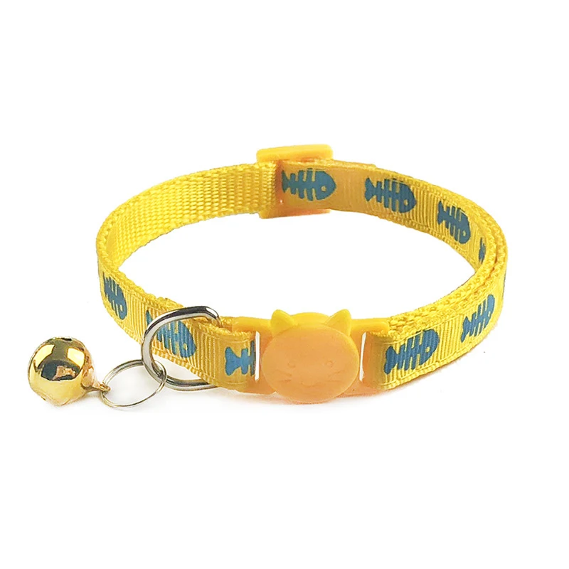 Безопасный ошейник для кошек с узором в виде рыбьей кости светоотражающий