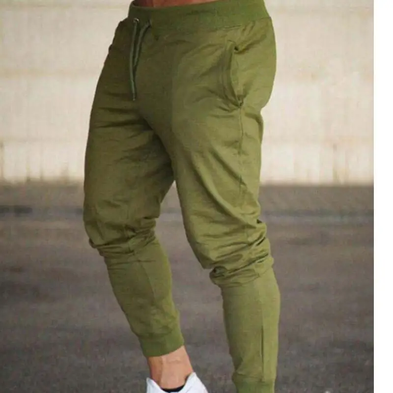 

Men's fitness joggers sports pants men's gym bodybuilding training cotton pants fashion casual sports jogging pants gray