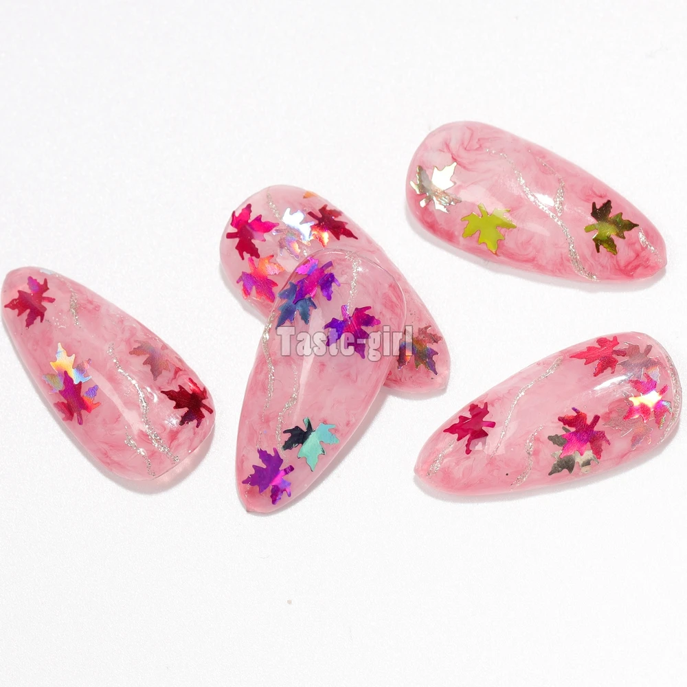 1 коробка голографические блестки в виде кленовых листьев для ногтей пайетки