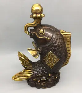 China brass archaize recruit wealth fish crafts statue