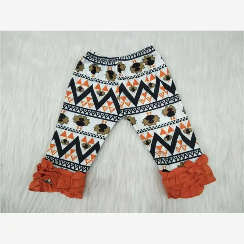 

2021 New Baby Girls Clothes Long Pants Turkey Print Kids Wear
