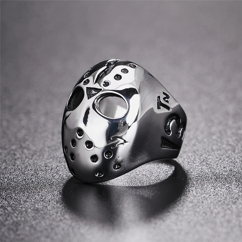 

Minimalist style 26mm Width Jason Mask Finger Rings for Women Party Jewelry Gifts 2021 New Style Stainless Steel Wedding Bands
