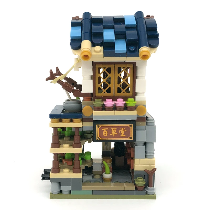 LOZ 1733 архитектурный город улица китайская медицина аптека 3D сделай сам мини блоки