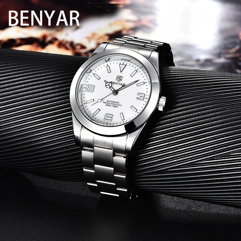 

BENYAR New Sport Men Mechanical Wristwatches Stainless Steel Automatic Watches Top Brand Waterproof Watch for Men Мужские часы