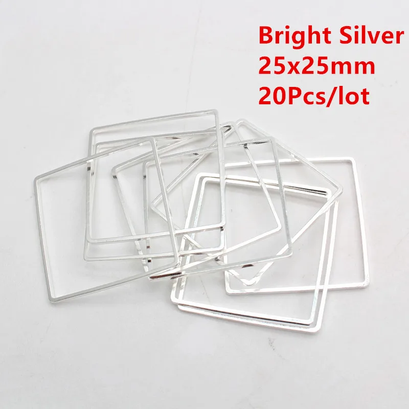 25mm silver square 20 шт./лот KC золотые кольца для DIY Изготовление сережек круглая серьга круга кулон ювелирные аксессуары фурнитура 20 мм 25 мм 35 мм 40 мм - Цвет: 25mm silver square
