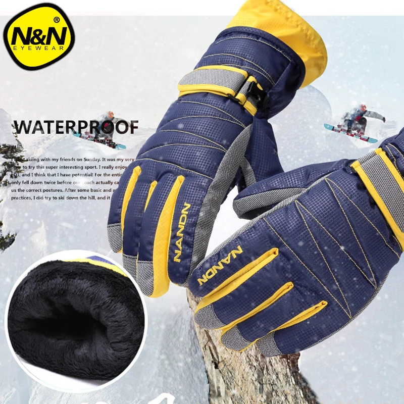 NANDN Winter Warm Mountain Snowboard Ski Gloves men women Cold Snow Skiing Mittens Waterproof Snowmobile Gloves kids winter snow sled snowmobile snow toys snowboard bag strap ski acessorios for women men children skiing snowboard lovely