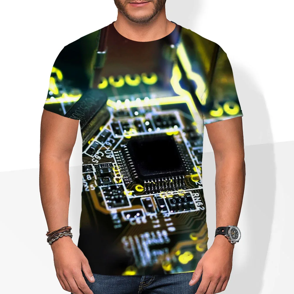 

Funny print men t shirt women Tops tee Blue Geek Motherboard Circuit Pattern All Over Print 3D T-Shirt Man/Women