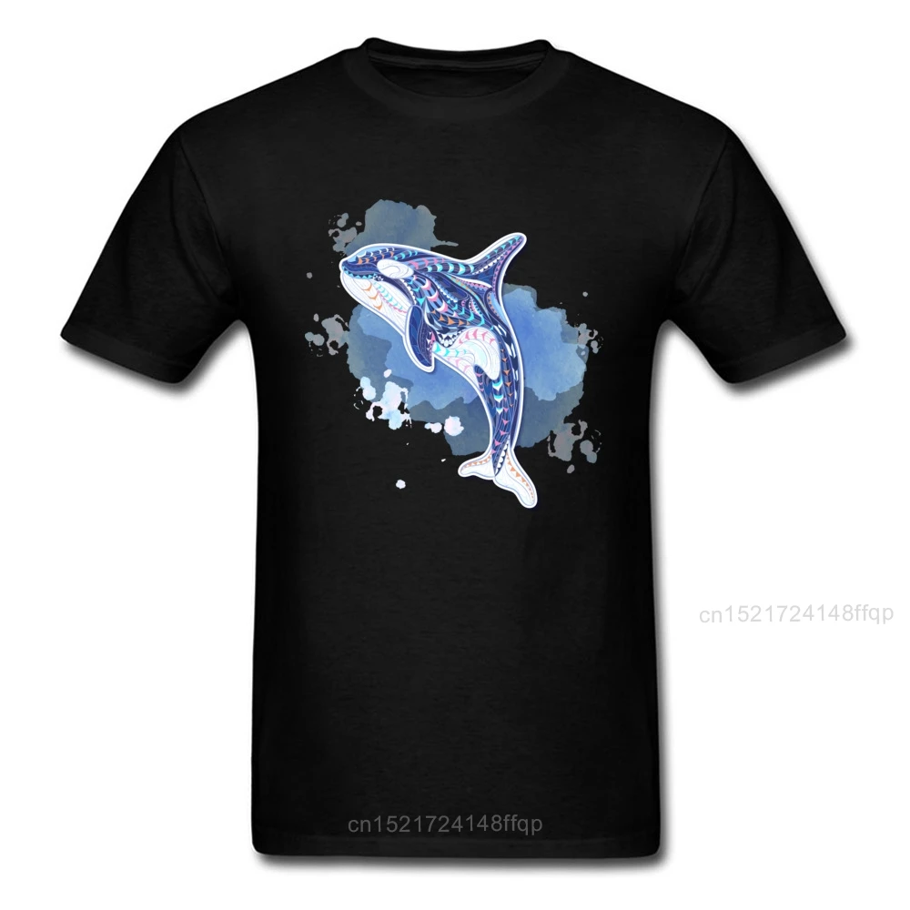 Мужская футболка с коротким рукавом Oceanic Whale Art Design модная черная рисунком из