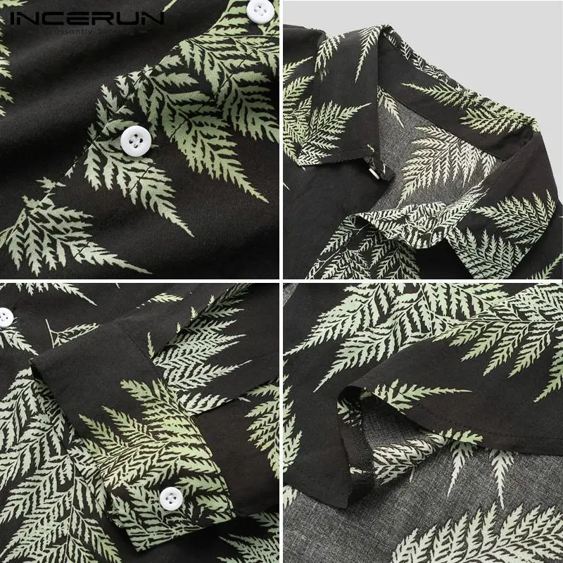 

2021 Men Printing Shirt Turn Down Collar Long Sleeve Button Streetwear Blouse Hawaiian Casual Shirts Loose Camisas S-3XL INCERUN