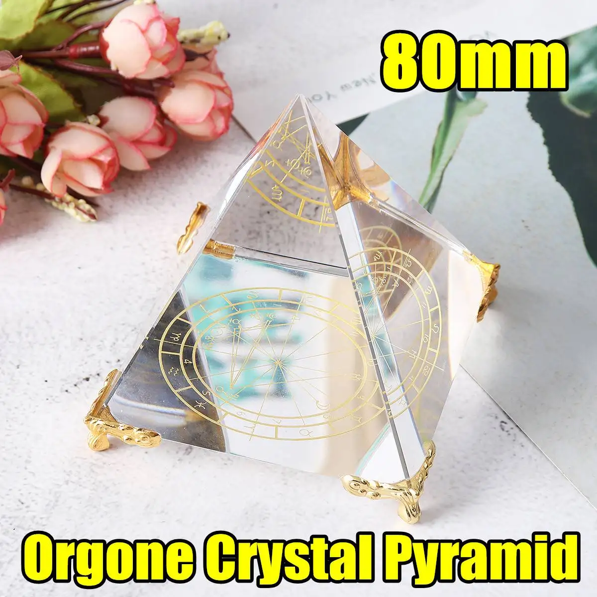 

Orgonite Improve Fortune Help Business Tower Natural Crystal Energy Orgone Pyramid Decoration Process Resin Lucky Gift 8cm