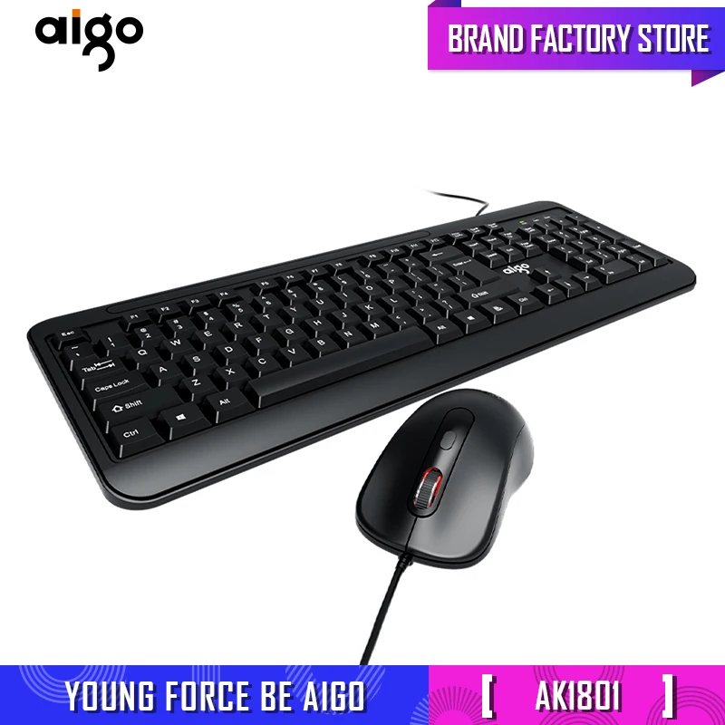 Aigo ak1801 игровая клавиатура и мышь 104 клавиши Водонепроницаемая Проводная комплект