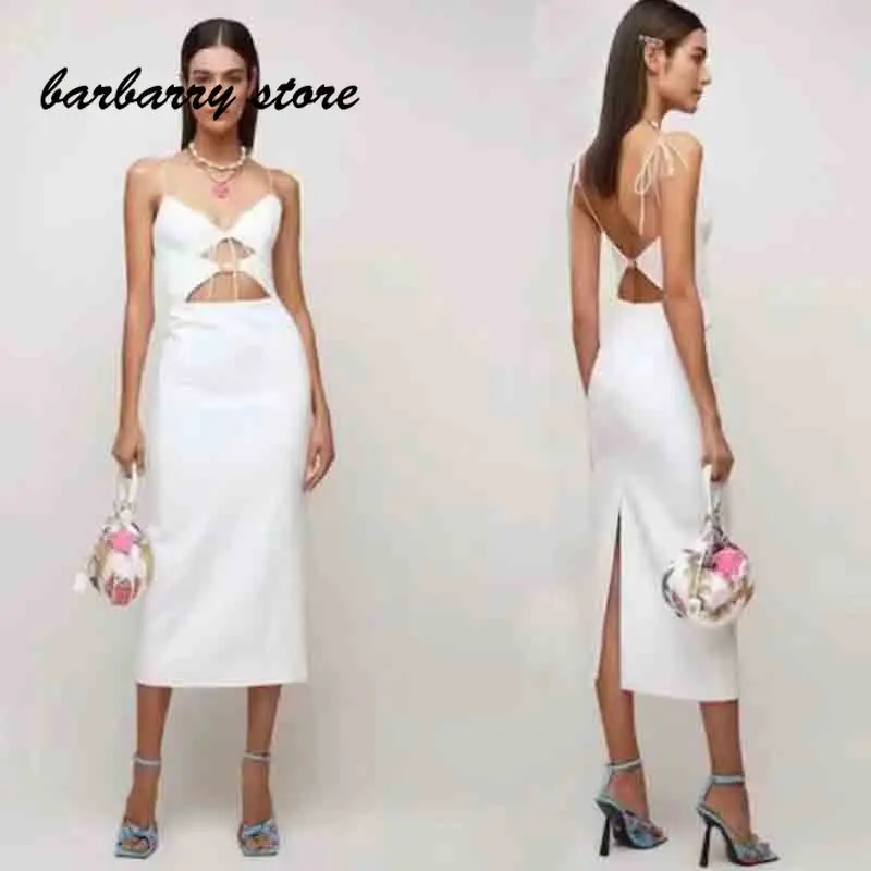 

Женское длинное платье с открытыми плечами, привлекательное облегающее платье на бретелях с пуговицами в виде морской звезды, роскошный ди...