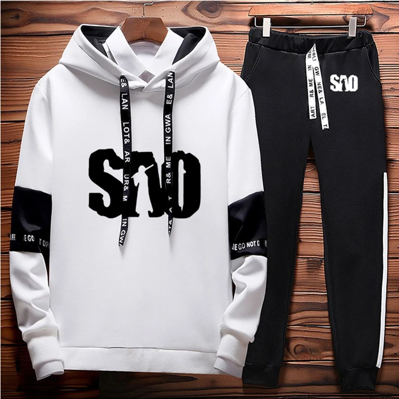 

Unisex Spring Autumn Fashion Men's hoodie SAO Sword Art Online Casual pullover Cotton Men Hooded+pants 2 piece set