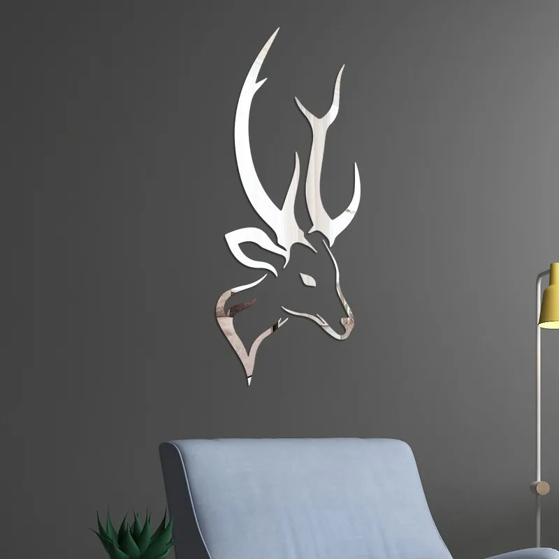 2 набора зеркальные настенные 3D наклейки сделай сам с оленем декоративные для