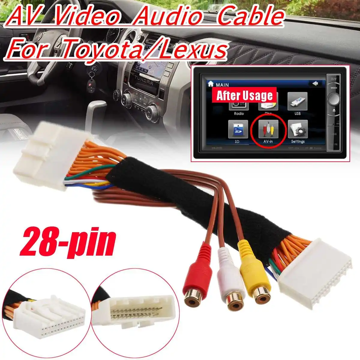 

28Pin AV Video Audio Cable For Toyota/Lexus Touch 2 and Entune OEM Monitors Head Units For Renault&Dacia for Vauxhall for Opel