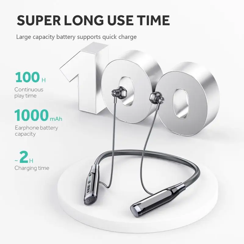 

A12 TWS Neck Mounted Headset Support Bluetooth Wireless Headphones Hanging Neck Earphone 9D Music Earplugs Support Memory Card