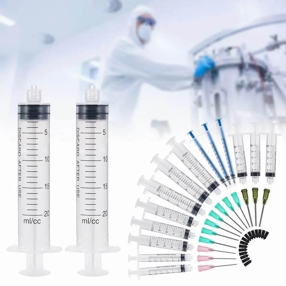 

15pcs Syringes Set 14/16/20GA Blunt Tip Needle with Caps Luer Slip Syringe Glue Applicator Multi-functional Refilling and Measur