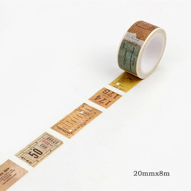 old ticket 20mm Старинная буква старый бумага для билетов васи лента клейкая лента DIY Скрапбукинг журнал для записей Стикеры этикетки клейкая лента-1 шт. 15/20/50 мм - Цвет: old ticket 20mm