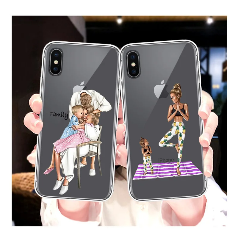 Силиконовый семейный чехол для iPhone 7 8 6 X XS Max 5 XR S Plus SE TPU мягкий телефона s iPhone7 мамы